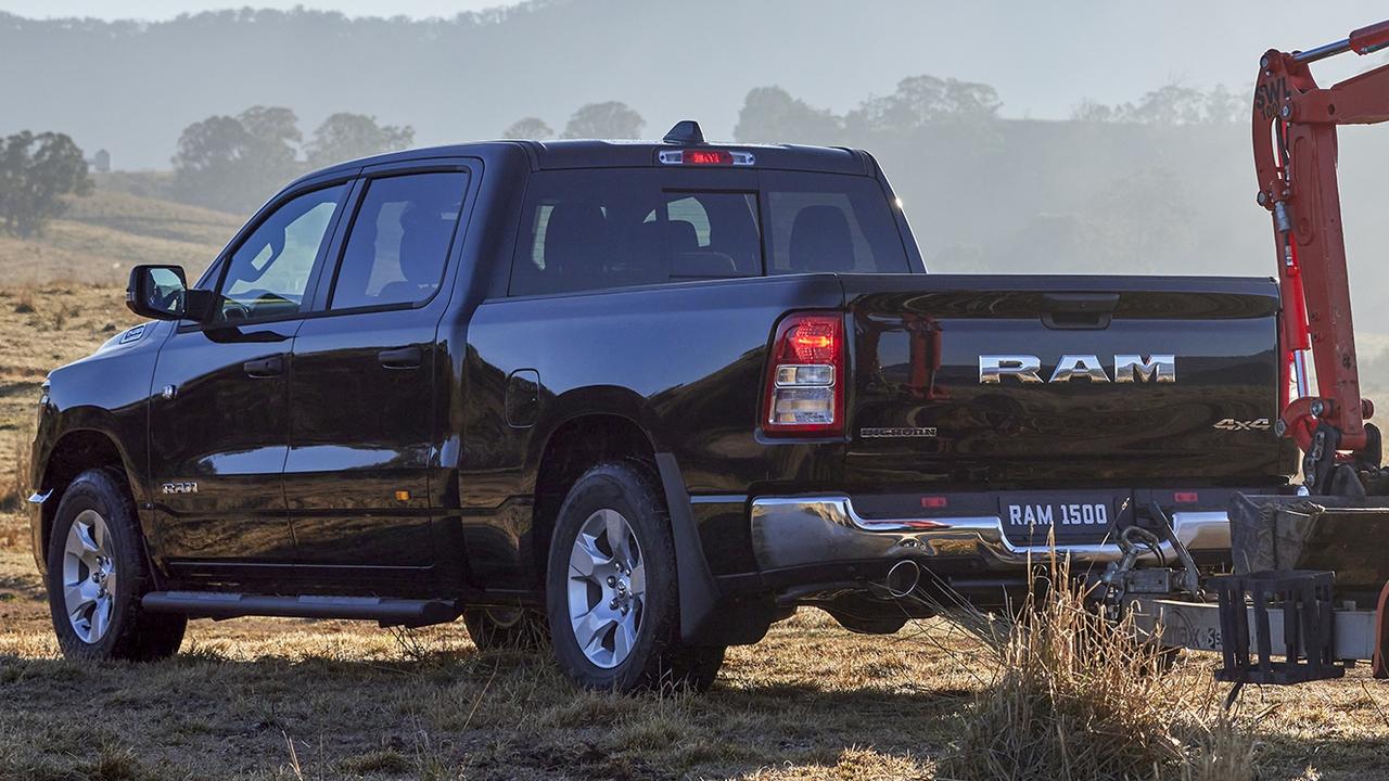 Towing is the Ram’s strong point with a braked towing capacity of 4500kg., The Ram 1500 Big Horn is priced from about $120,000 before on-road costs., Technology, Motoring, Motoring News, 2023 Ram 1500 Big Horn has arrived in Australia