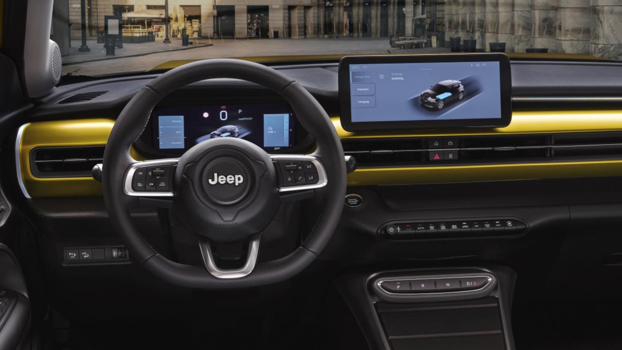 There are plenty of tech features included., It’ll have a driving range of up to 400km., Jeep has confirmed its new Avenger electric SUV will arrive in Australia next year., Technology, Motoring, Motoring News, 2024 Jeep Avenger electric SUV confirmed for Australia