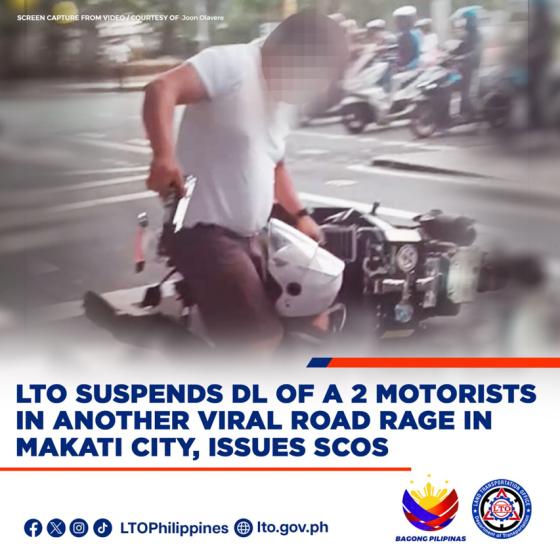 dotr, road rage, suspension, lto suspends dls of drivers involved in another road rage incident