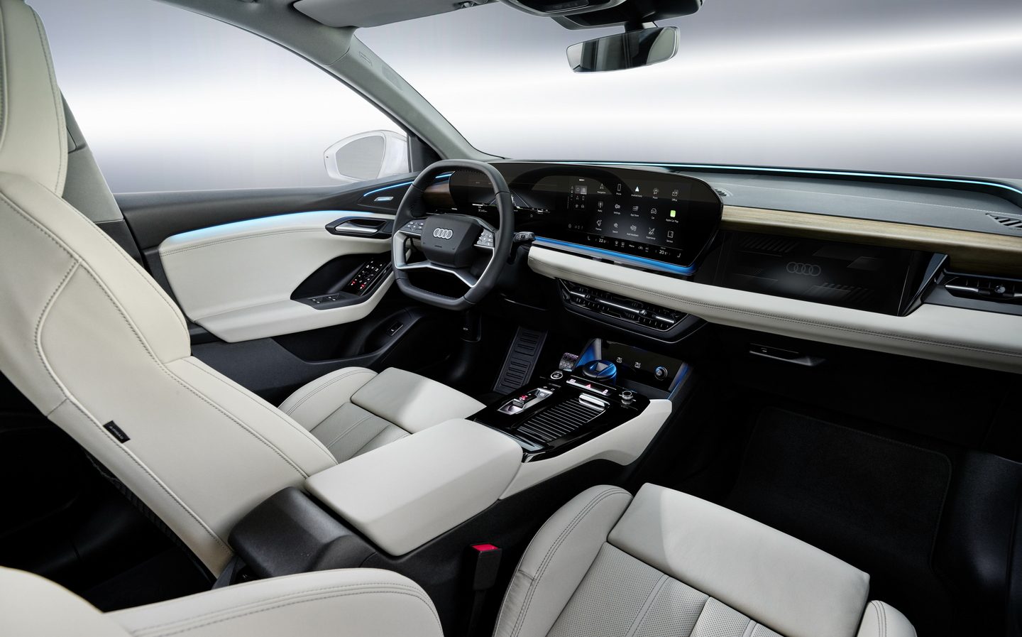 audi, e-tron, electric, interior, oled, touchscreen technology, audi q6 e-tron electric suv gains high-tech interior with extra screen for passenger