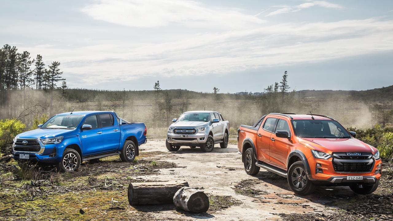 The Ford Ranger, Toyota HiLux and Isuzu D-Max were all in the top four sellers last month. Picture: Thomas Wielecki., The Toyota HiLux and Ford Ranger are locked in a battle for sales supremacy. Picture: Thomas Wielecki., Technology, Motoring, Motoring News, Utes top sales figures as supply increases