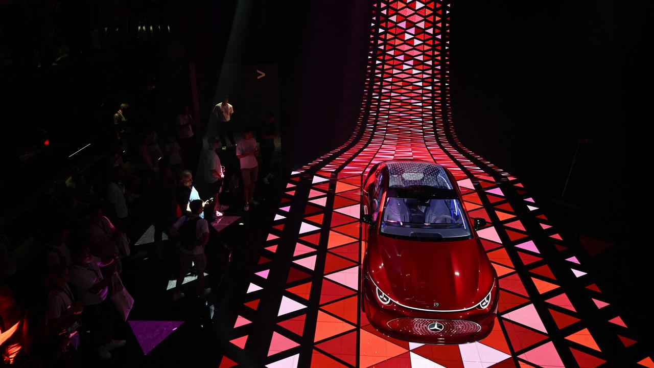 Mercedes presented the Concept CLA Class during the International Motor Show IAA in Munich. Photo: Christof STACHE / AFP, Technology, Motoring, Motoring News, Automotive giants prepare for war