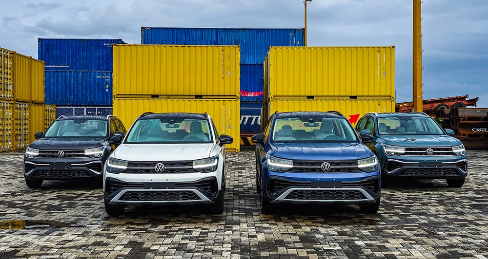 the 1st batch of volkswagen tharu units lands on our shores