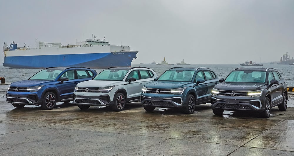 the 1st batch of volkswagen tharu units lands on our shores