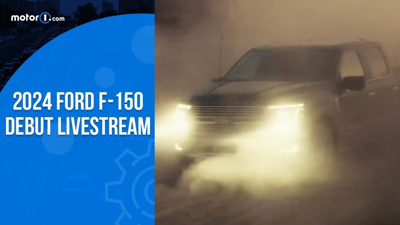 Blurry teaser image of a 2024 Ford F-150.
