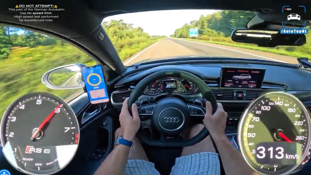 Audi RS6 taken to Autobahn for top speed run