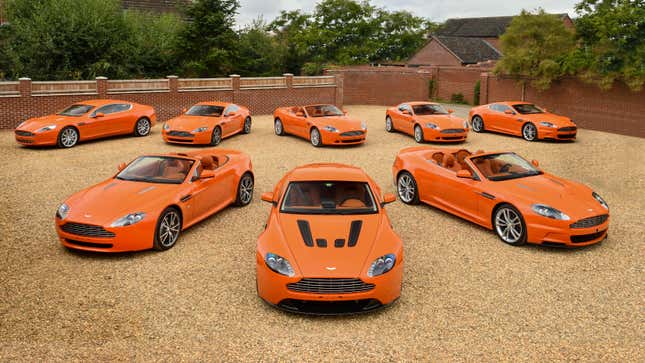 Image for article titled For Almost $500K, These Orange Aston Martins Can Be Your Whole Personality