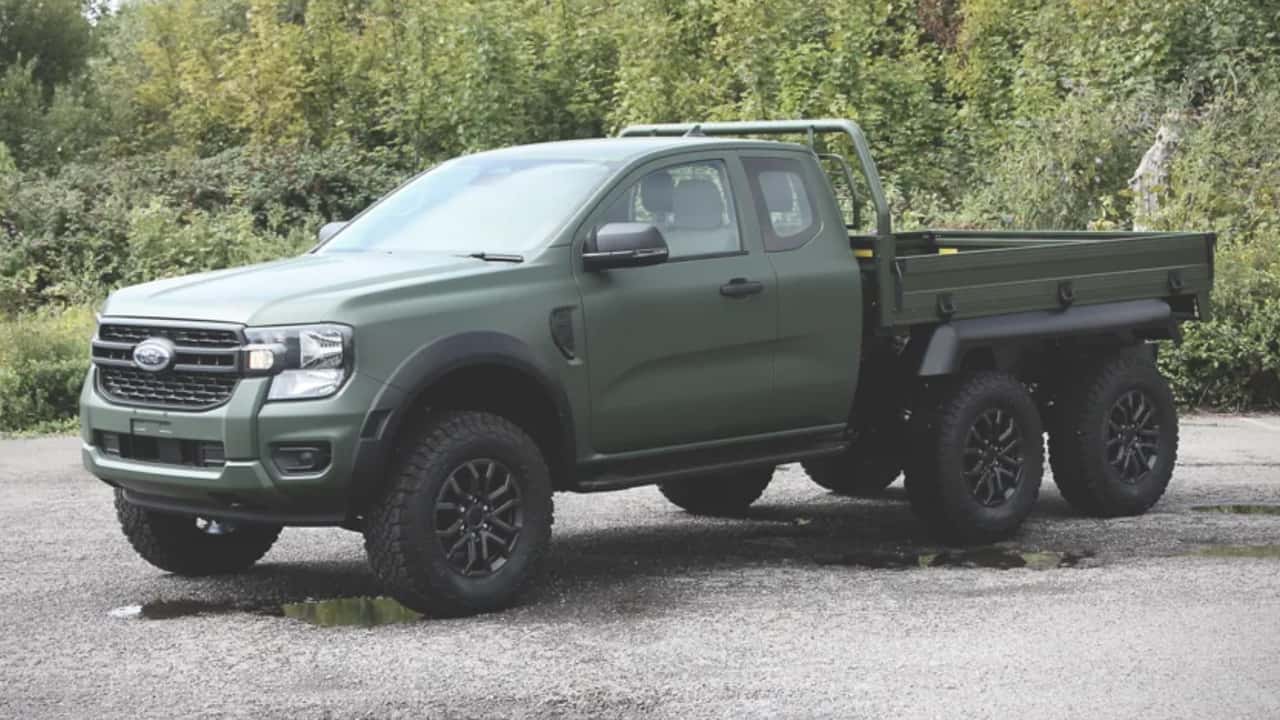 six-wheeled ford ranger hybrid upgrade increases max payload to 8,377 pounds