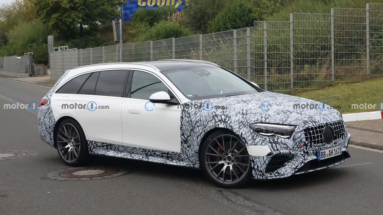 new mercedes-amg e53 wagon spied up close appears to be a phev