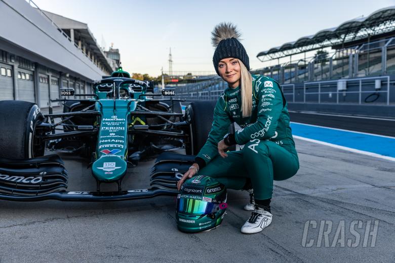 aston martin’s jessica hawkins becomes first woman since 2019 to test an f1 car