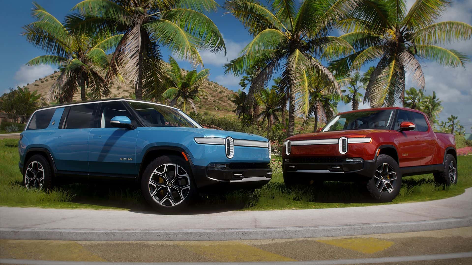 forza horizon 5 now includes the rivian r1s and r1t