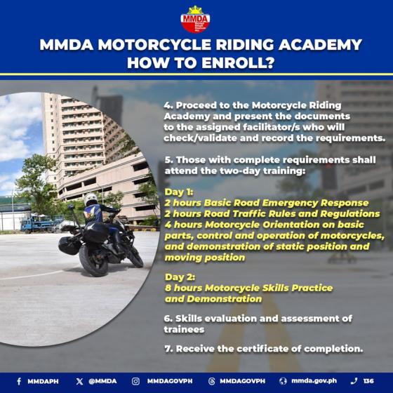 don artes, mmda, motorcycle safety, riding academy, mmda riding academy now open, requires barangay clearance