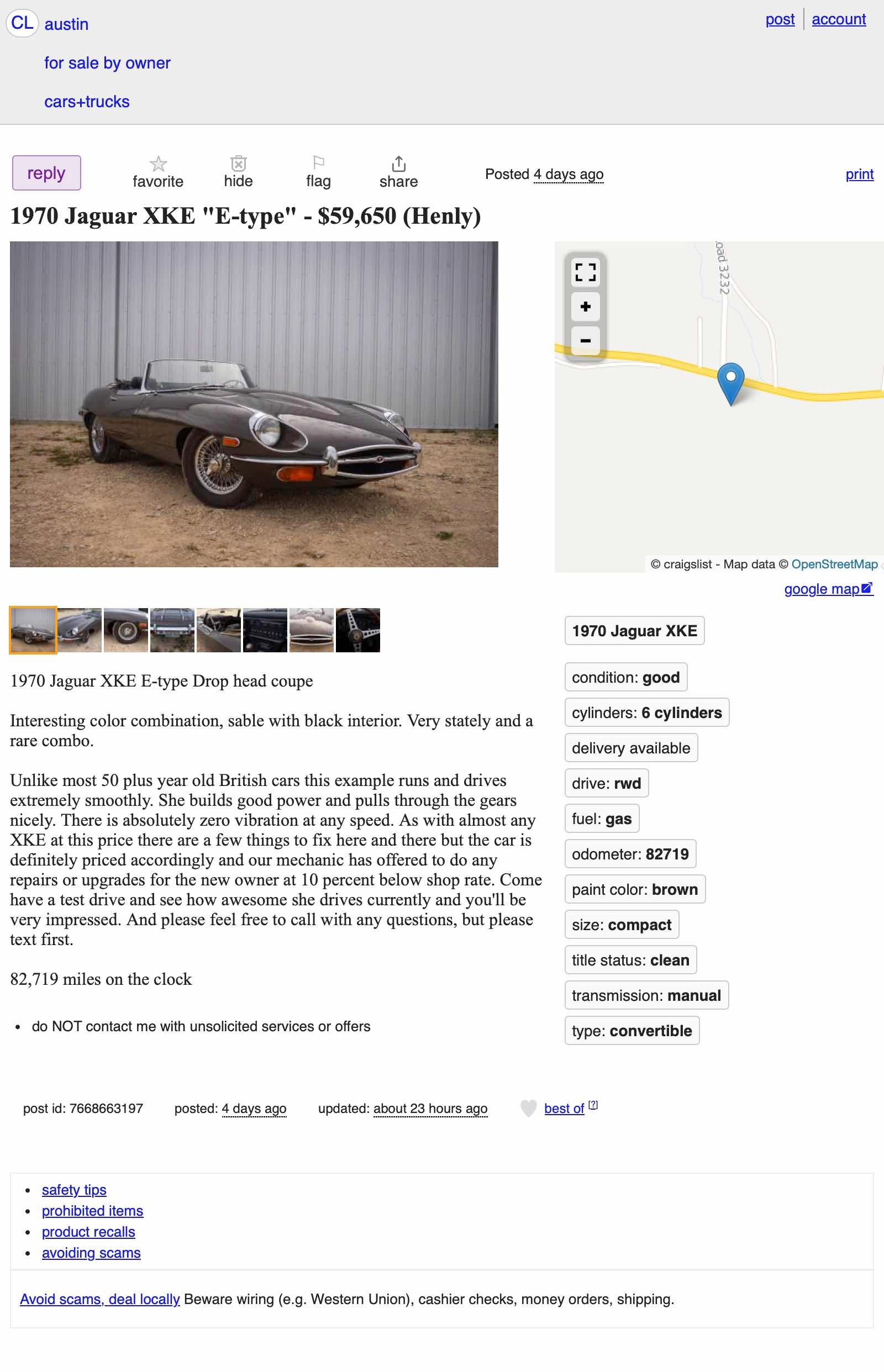 at $59,650, is this 1970 jaguar xke a beautiful bargain?