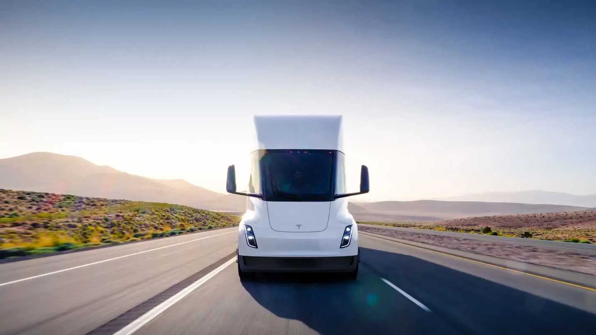 watch jay leno drive tesla semi and tow another semi with it