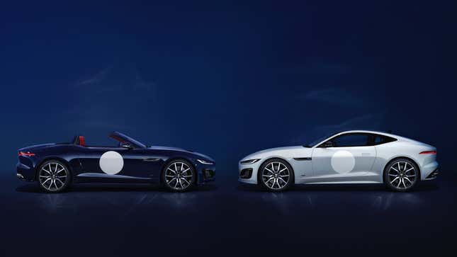 Two 2024 Jaguar F-Type ZP Editions in blue and silver.