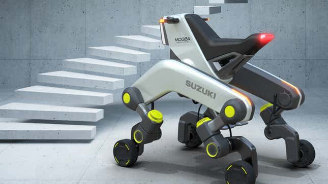 Image for article titled The Suzuki MOQBA Concept Is A Little Motorcycle That Can Walk Up Stairs And I Want To Ride It