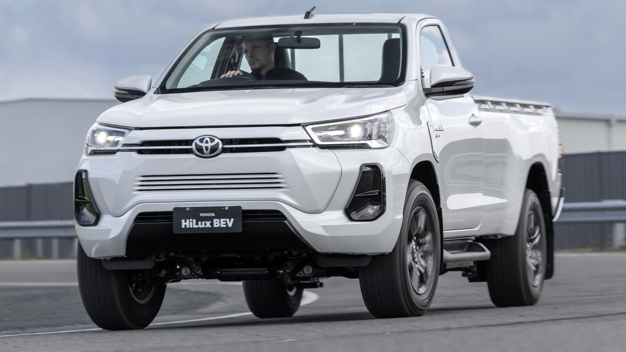Building an electric ute is a huge engineering challenge. Picture: Supplied., Toyota hasn’t revealed many details of the electric ute., Toyota will build a few of the electric HiLux concepts for a trial in Thailand., Technology, Motoring, Motoring News, Toyota builds an electric HiLux concept