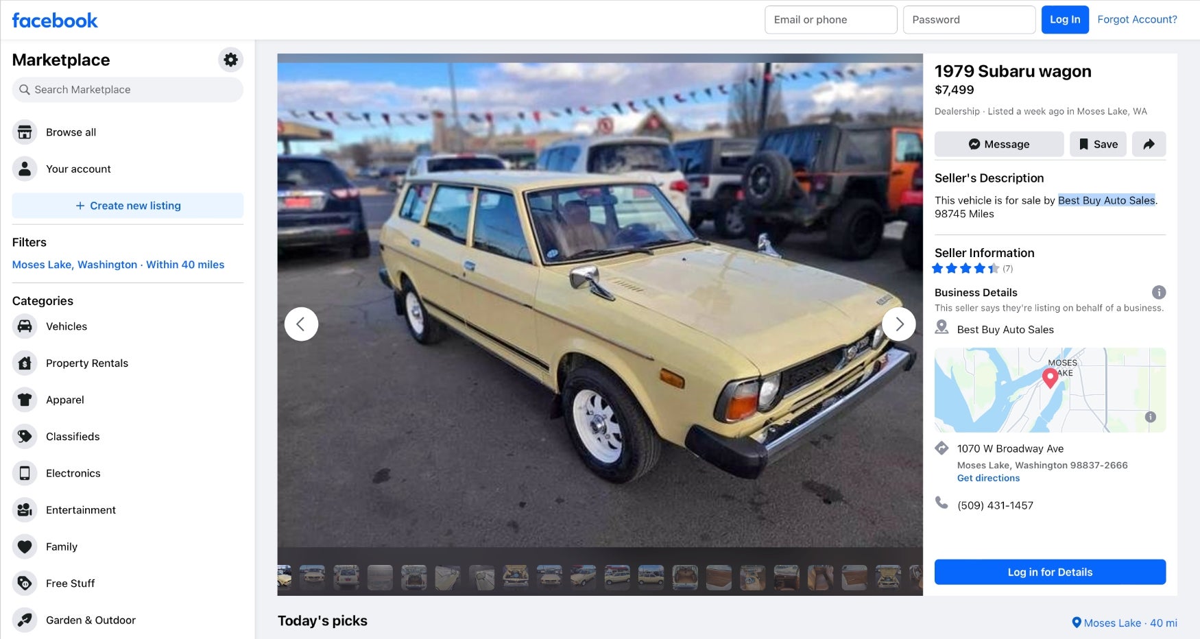 at $7,499, is this 1979 subaru 1600 a small awd wagon with a price to match?