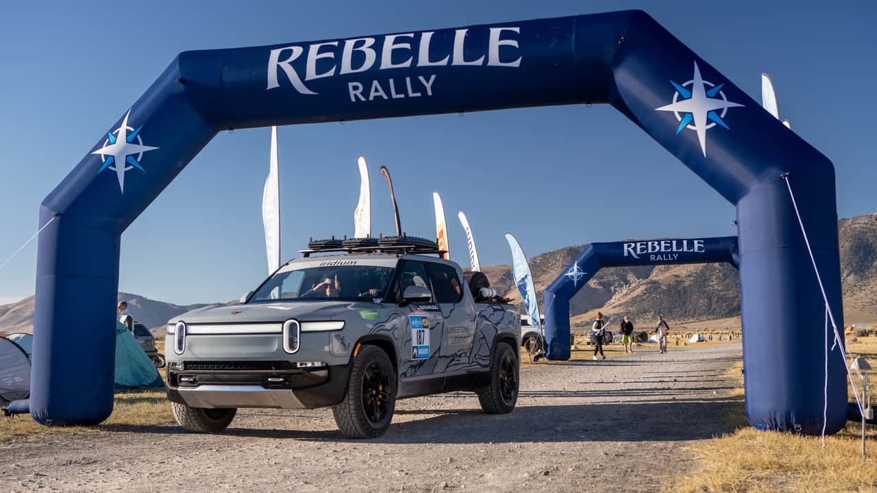 a stock rivian r1t driven by employees won this year’s rebelle rally