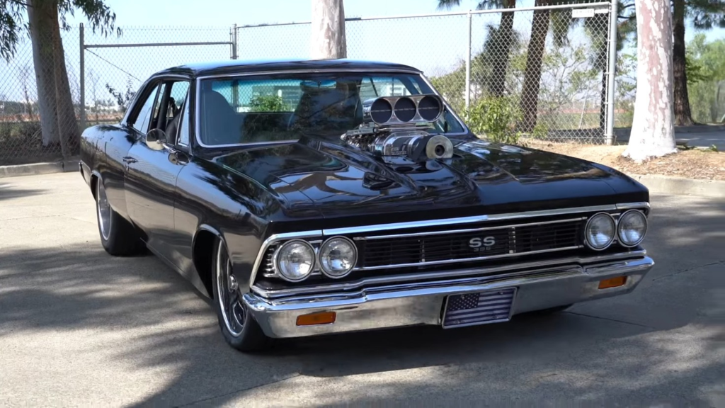 850hp pro street muscle car ’66 chevelle ss does burnouts with 565 big-block