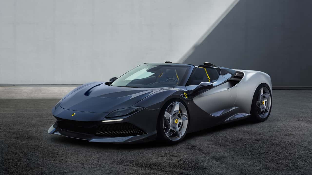 ferrari sp-8 is a roofless one-off supercar with f40-inspired wheels