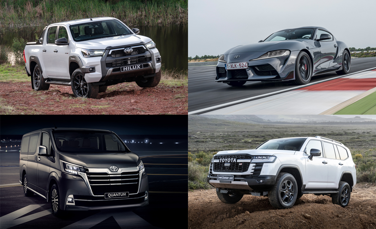 toyota, toyota gr supra, toyota hilux, toyota land cruiser 300, toyota land cruiser 76, toyota prado, toyota quantum, all the r1-million toyota bakkies, suvs, and vans you can buy in south africa