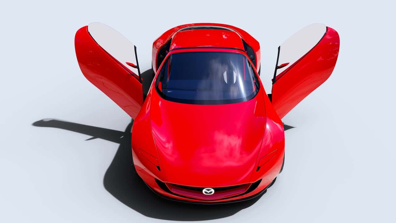 the mazda iconic sp concept looks stunning with a 'two-rotor ev system'