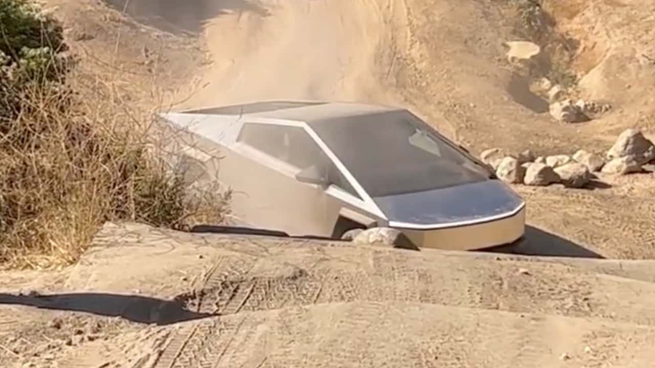 tesla cybertruck finally spotted doing some serious off-roading