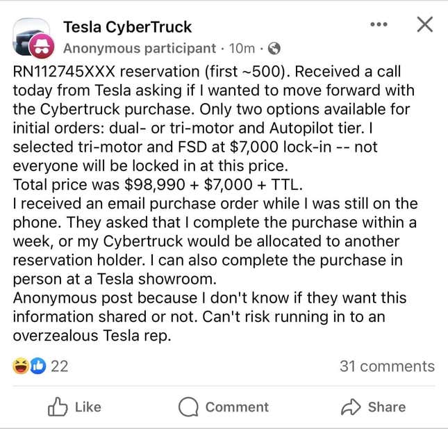tesla's cybertruck is going to be a lot more expensive than people thought, and some are cancelling their reservations