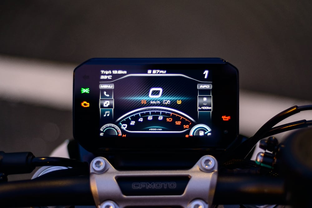 the cfmoto 450nk has large presence for a small price