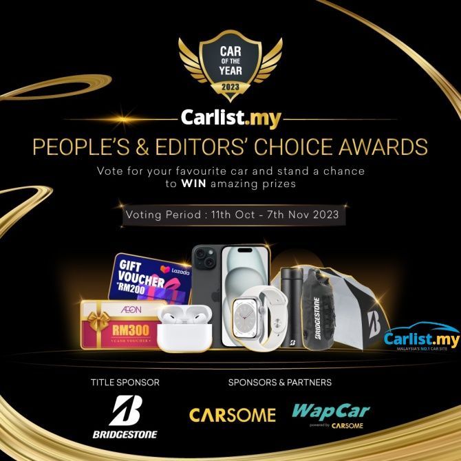 auto news, we want your votes at the 2023 carlist.my car of the year awards - apple iphone 15 & apple watch series 8 are just some of the prizes waiting for you!