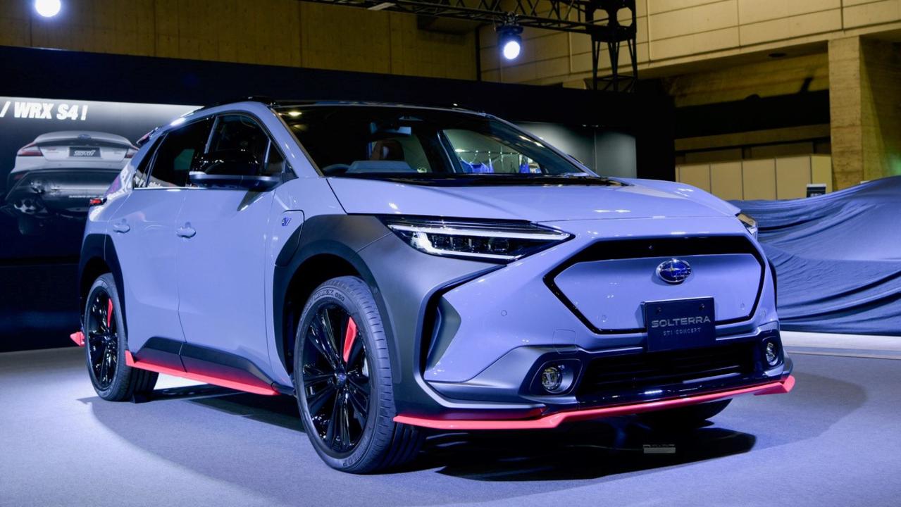 Subaru is flirting with a sporty STI version of the Solterra., Subaru’s Solterra EV promises more off-road capability than most electric cars., Subaru’s Solterra EV is just around the corner., Technology, Motoring, Motoring News, Subaru Solterra Australian price and specifications