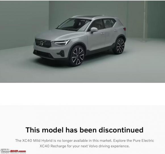 Volvo XC40 Petrol discontinued; now available in EV only, Indian, Volvo, Scoops & Rumours, Volvo XC40, XC40, Discontinued, XC40 Recharge