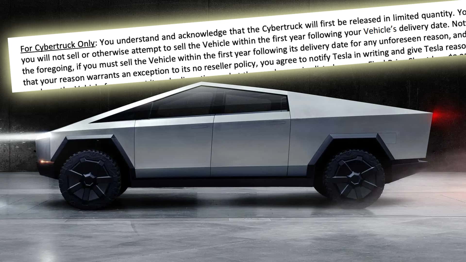 tesla cybertruck anti-flipping clause quietly removed