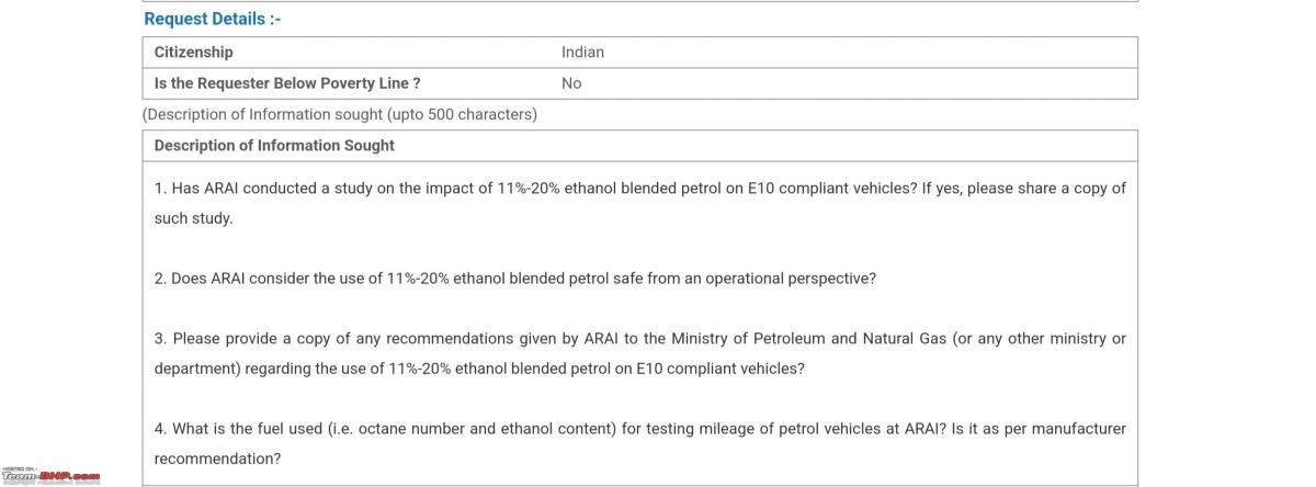 Filed an RTI regarding ethanol-blended fuel: Some interesting responses, Indian, Member Content, Ethanol, E20 fuel, ARAI, Bharat Petroleum, Hindustan Petroleum