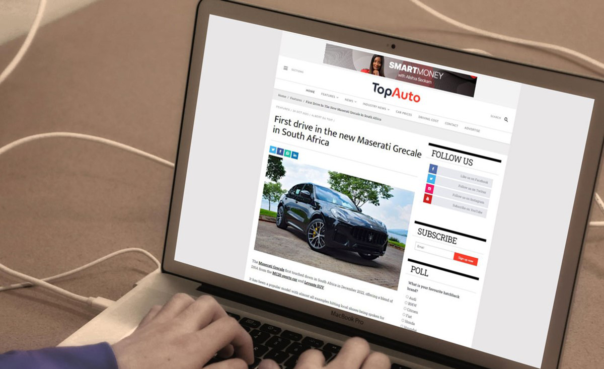 topauto, how topauto promoted the maserati grecale modena with a test drive article – and your vehicle can be next