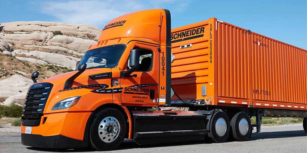 schneider hits 1 million emission-free miles using freightliner ecascadia electric trucks