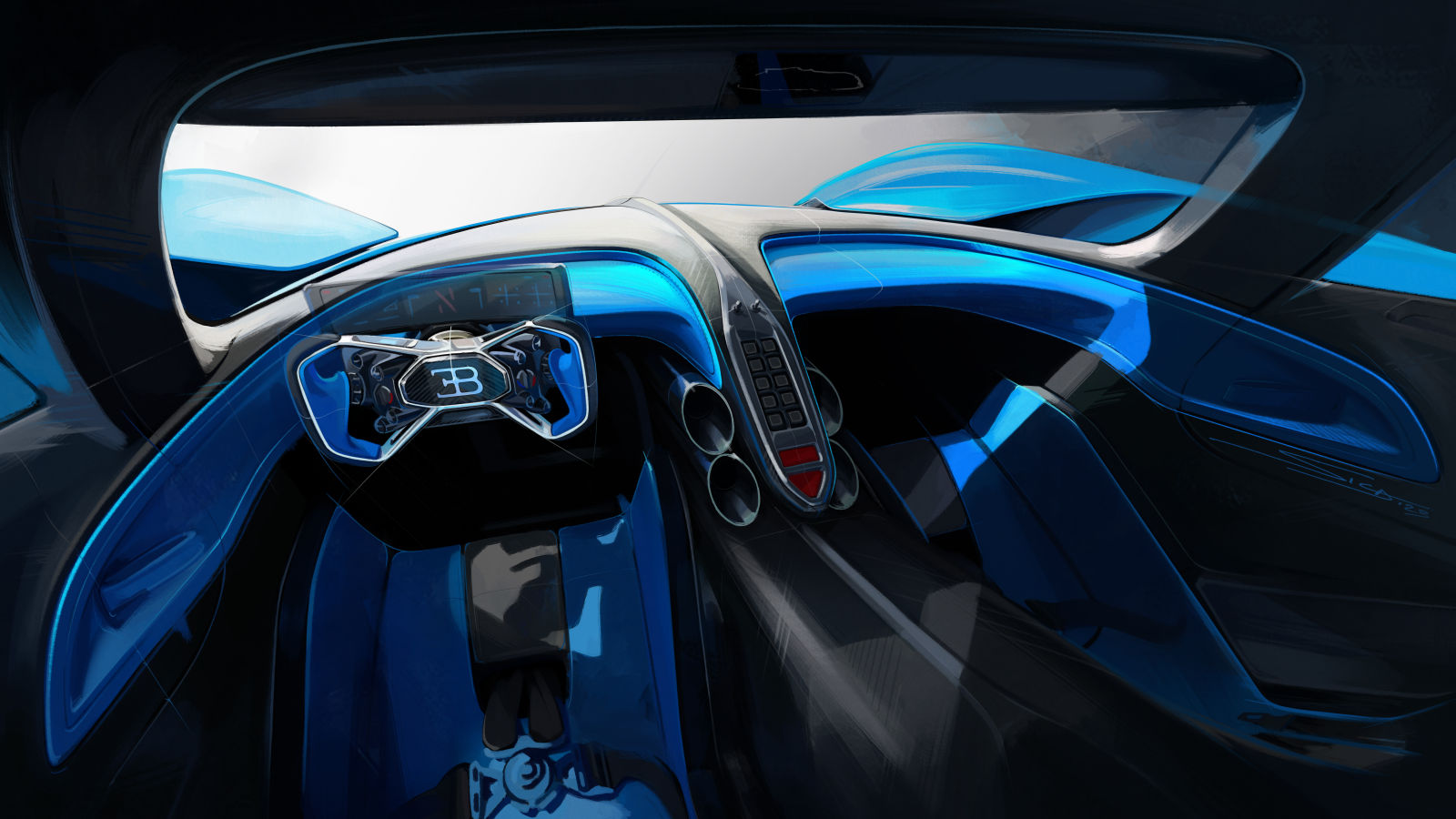 bugatti bolide has a track-optimised interior with an ‘x-theme’ design