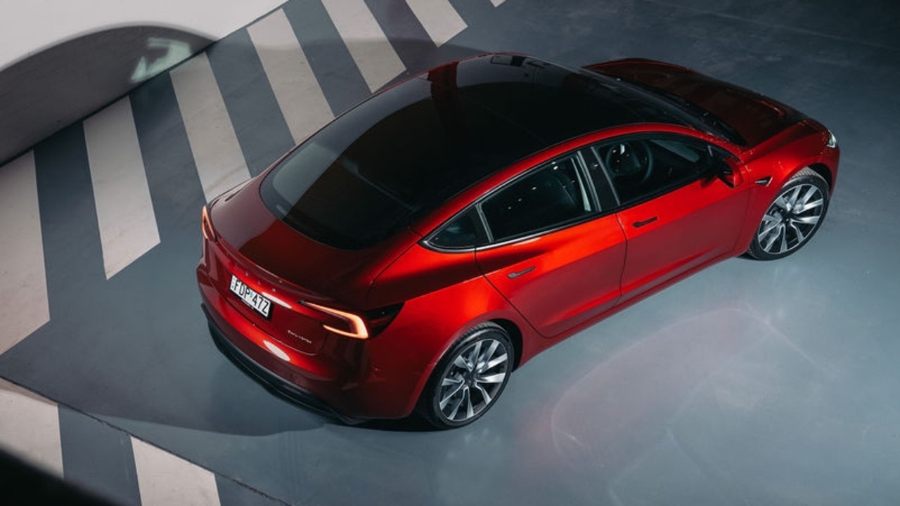 Tesla has made broad changes inside and out., Tesla will start deliveries of the new Model 3 in January., Technology, Motoring, Motoring News, 2024 Tesla Model 3 revealed in Australia