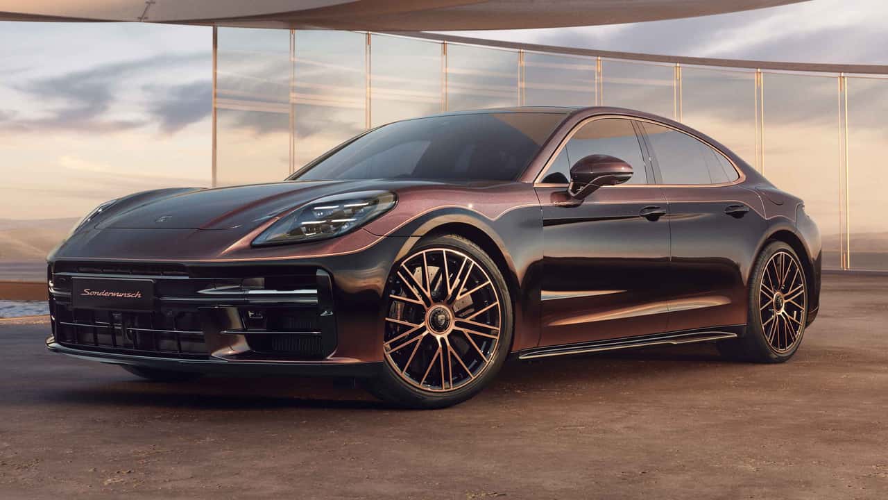 unique 2024 porsche panamera turbo has two-tone paint with real gold