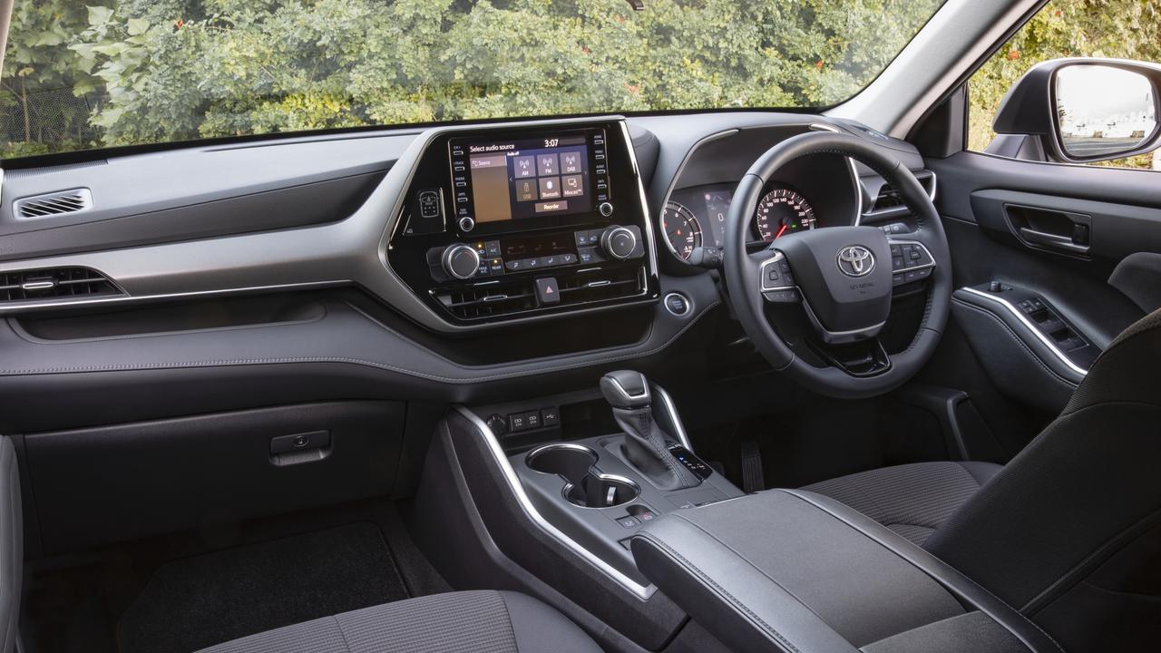 Entry-level models make do with cloth seats., The Kluger GX represents the affordable option in the range/, Toyota’s Kluger is a practical pick., Technology, Motoring, Motoring News, Toyota Kluger turbo put to the test