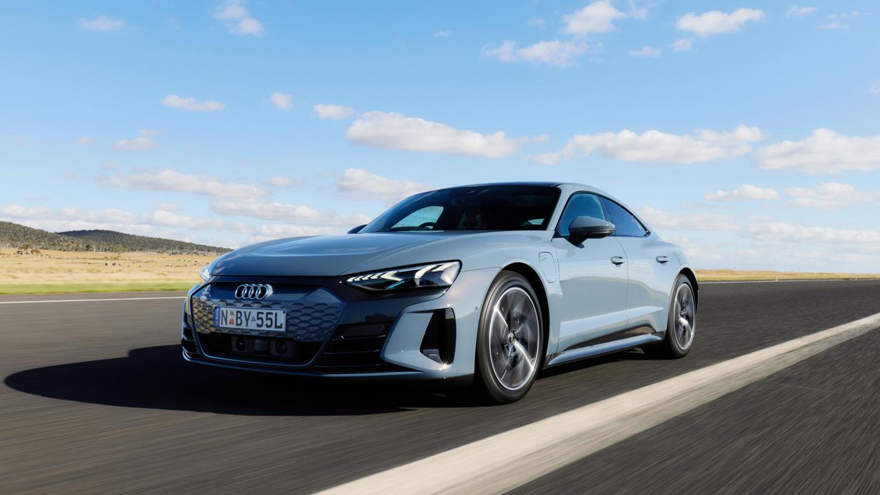 The Audi RS e-tron GT shares its bones with the Porsche Taycan., Audi’s RS6 shines on road and track., Technology, Motoring, Motoring News, Track test: Audi RS6 vs. Audi e-tron RS GT