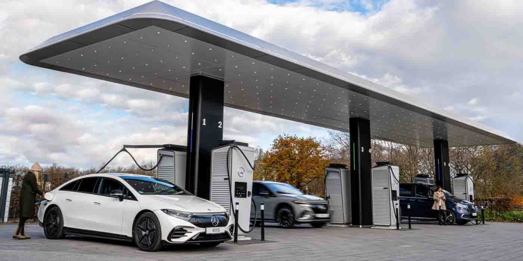 mercedes-benz opens its first branded charging hub in europe, but with slower rates than us