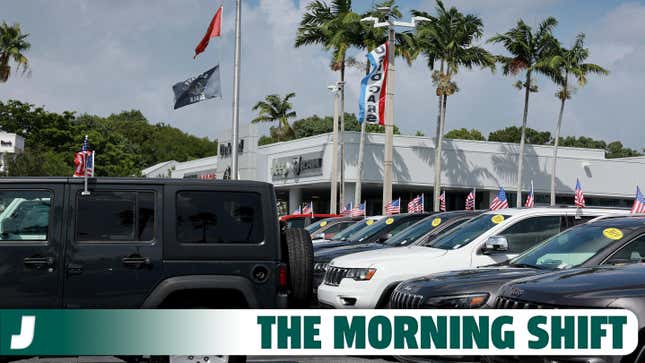 New Jeep vehicles sit on a Dodge Chrysler-Jeep Ram dealership's lot on October 03, 2023 in Miami, Florida.