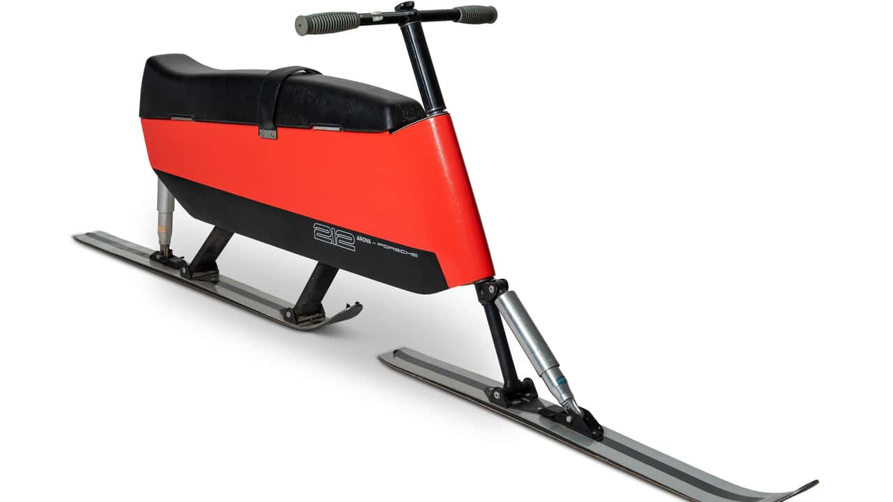 this vintage skibob is the greatest porsche accessory you've never heard of
