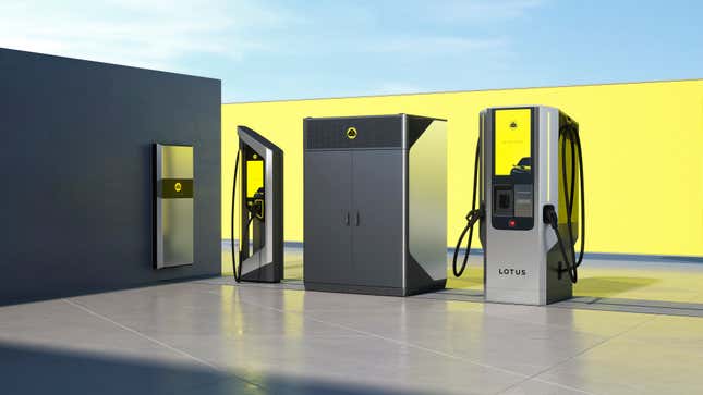 This image shows the three new Lotus EV chargers.