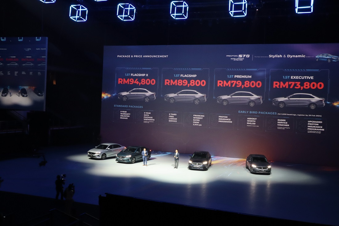 malaysia, proton, proton s70 1.5t sedan officially launched in malaysia; 4 variants priced from rm74k