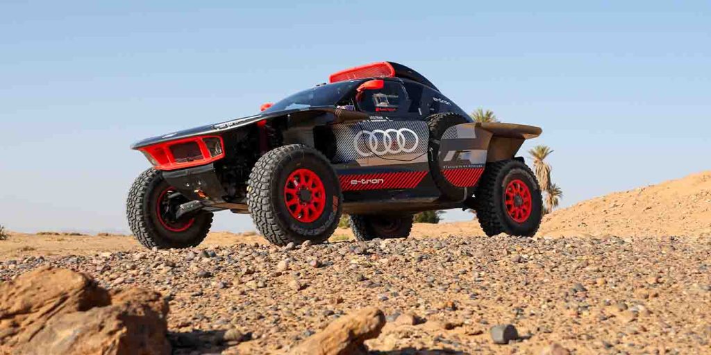 audi shares upgrades to off-road rs q e-tron ahead of its third outing in the brutal dakar rally